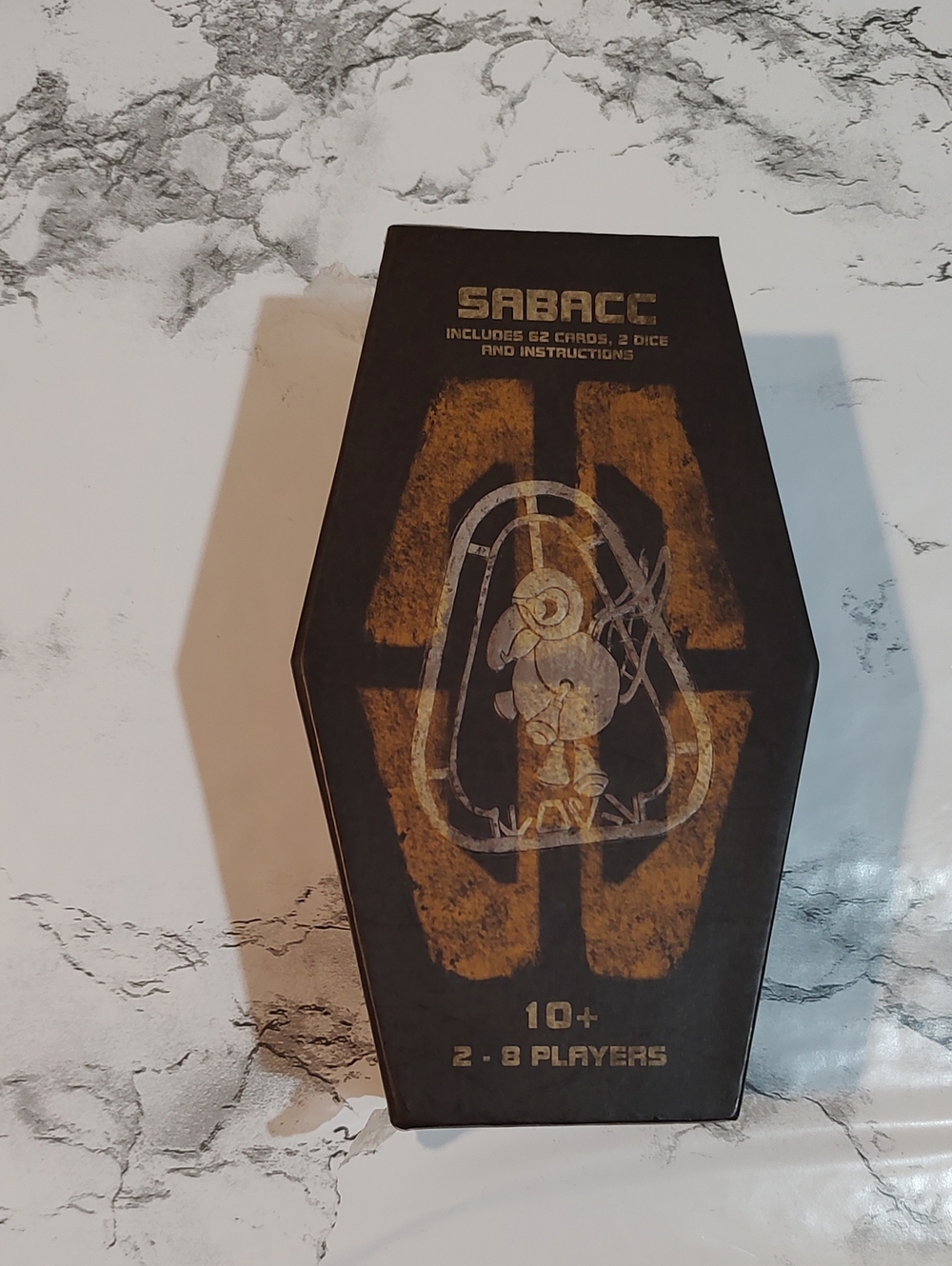 Saba Sabacc Card Game Box in Black and Gold Artwork